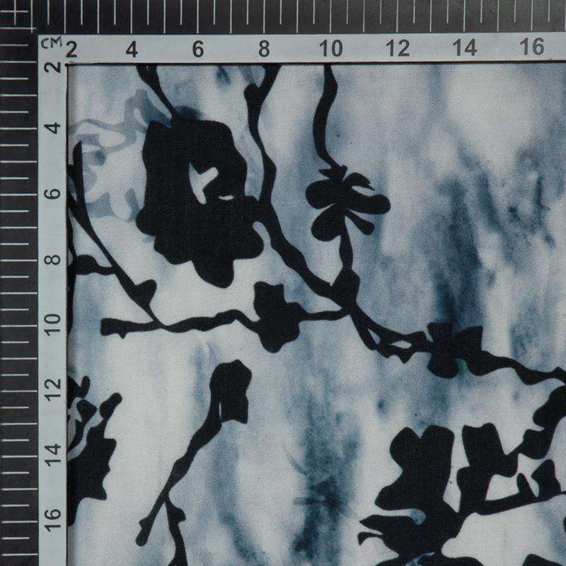 Black Abstract Digital Print Rayon Fabric - Fabcurate