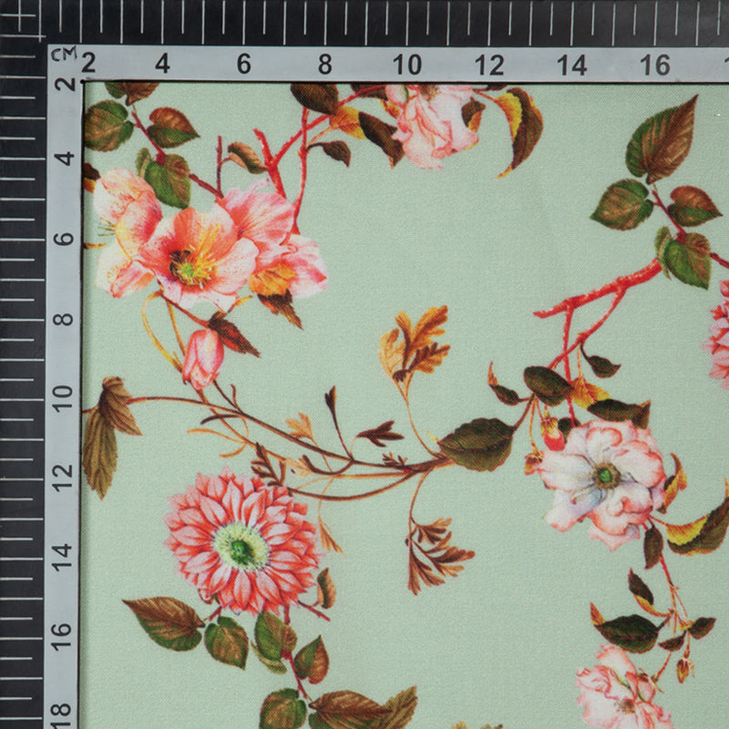 Pink Floral Digital Print Rayon Fabric - Fabcurate