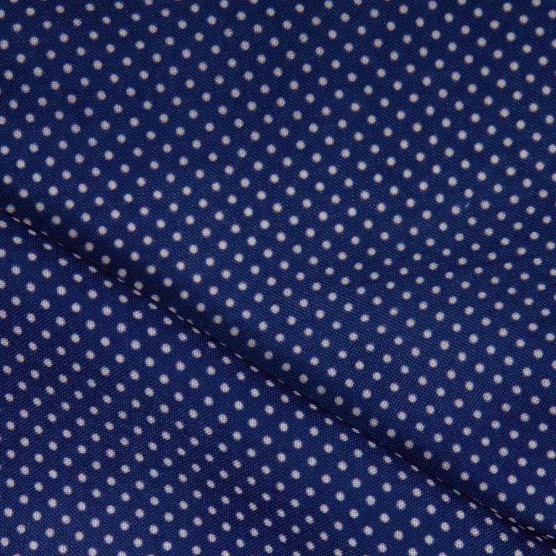 Royal Blue Polka Dots Digital Print Rayon Fabric - Fabcurate