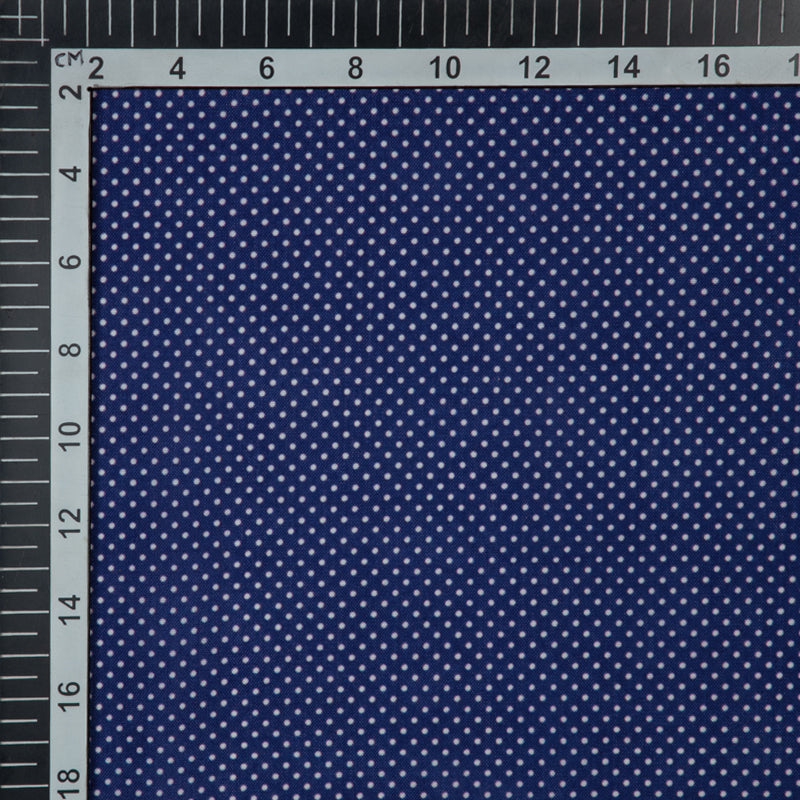 Royal Blue Polka Dots Digital Print Rayon Fabric - Fabcurate