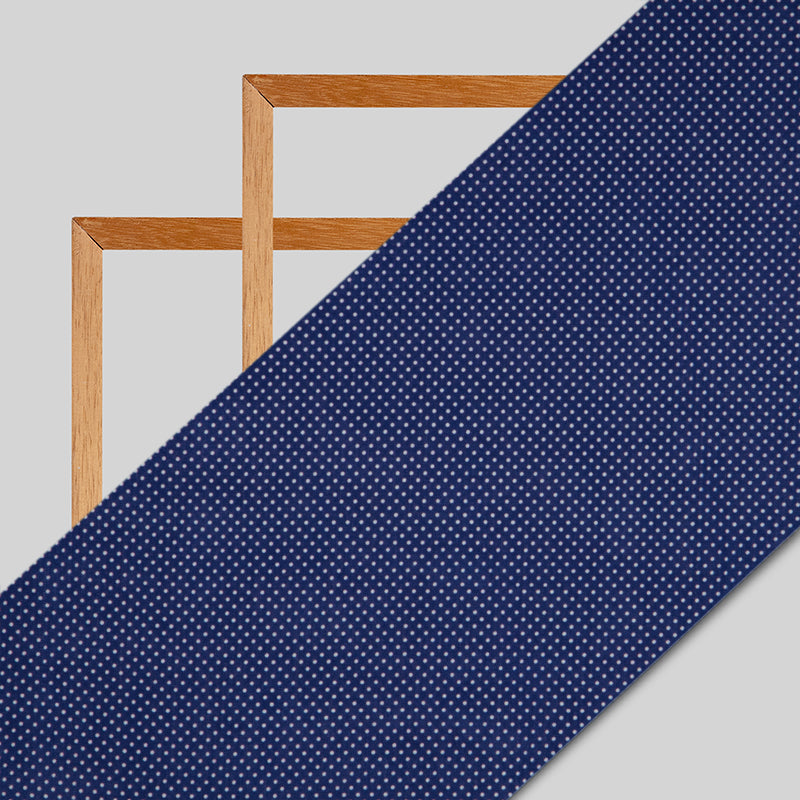 Royal Blue Polka Dots Digital Print Rayon Fabric - Fabcurate