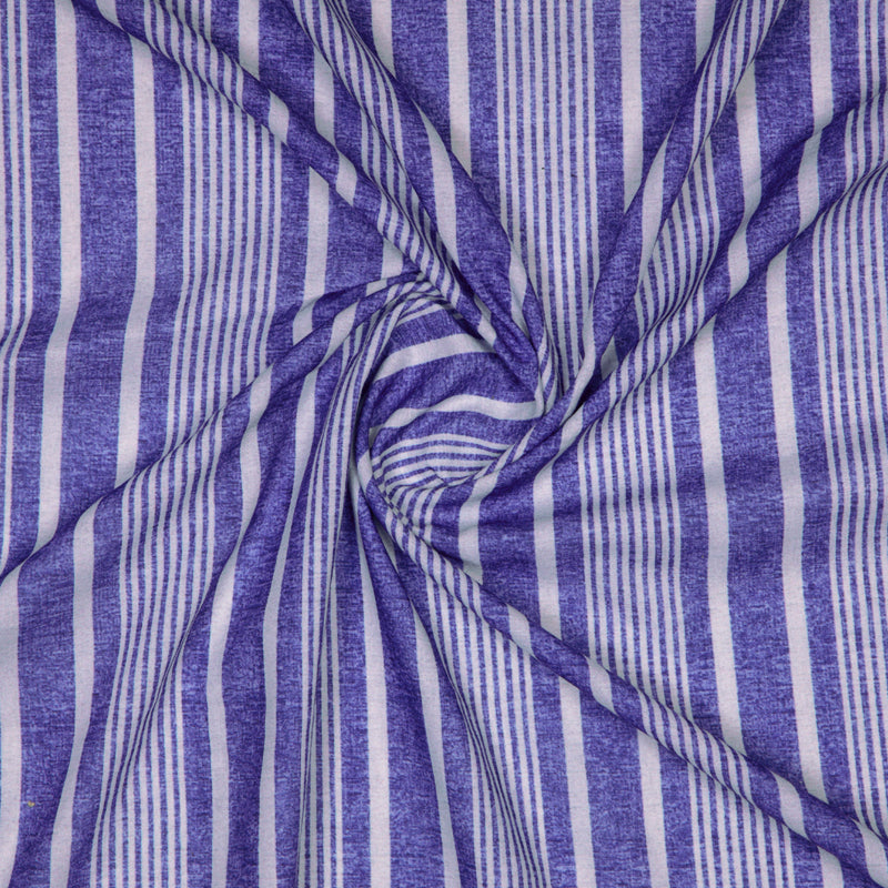 Pastel Blue Stripes Digital Print Rayon Fabric - Fabcurate
