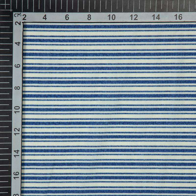 Beige Stripes Digital Print Rayon Fabric - Fabcurate
