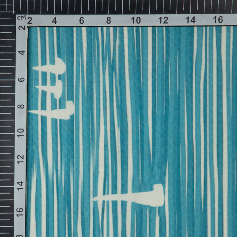 Pastel Blue Abstract Digital Print Rayon Fabric - Fabcurate
