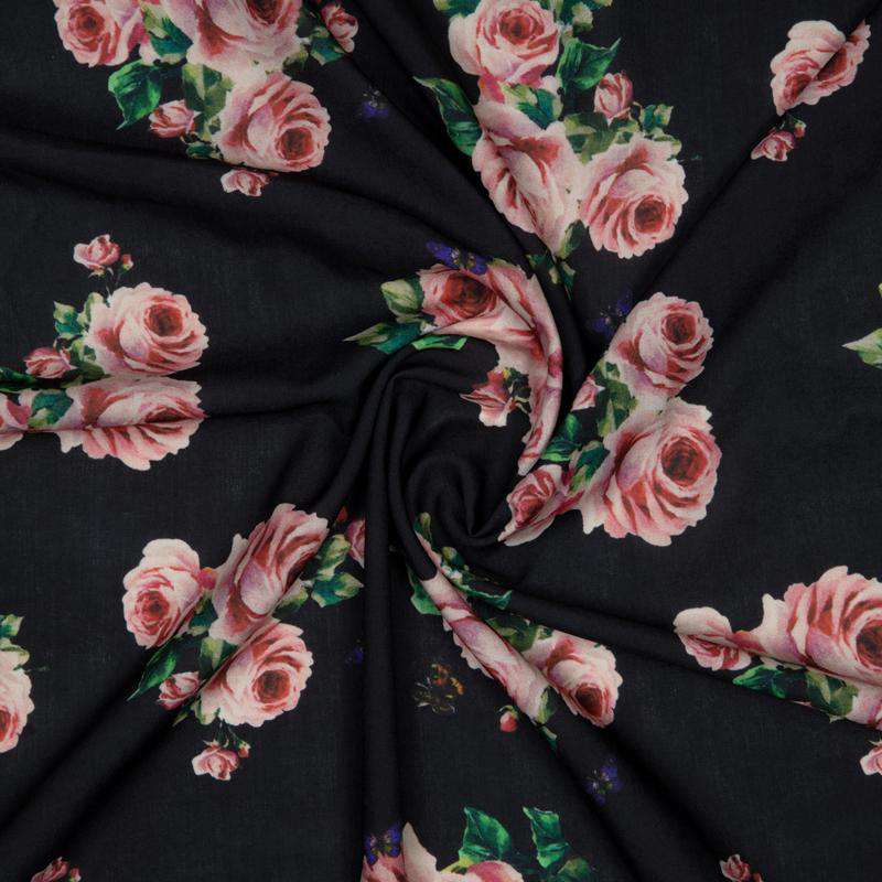 Pink Floral Digital Print Rayon Fabric - Fabcurate