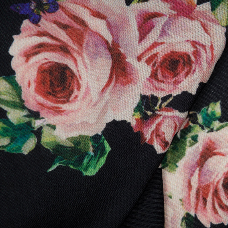 Pink Floral Digital Print Rayon Fabric - Fabcurate