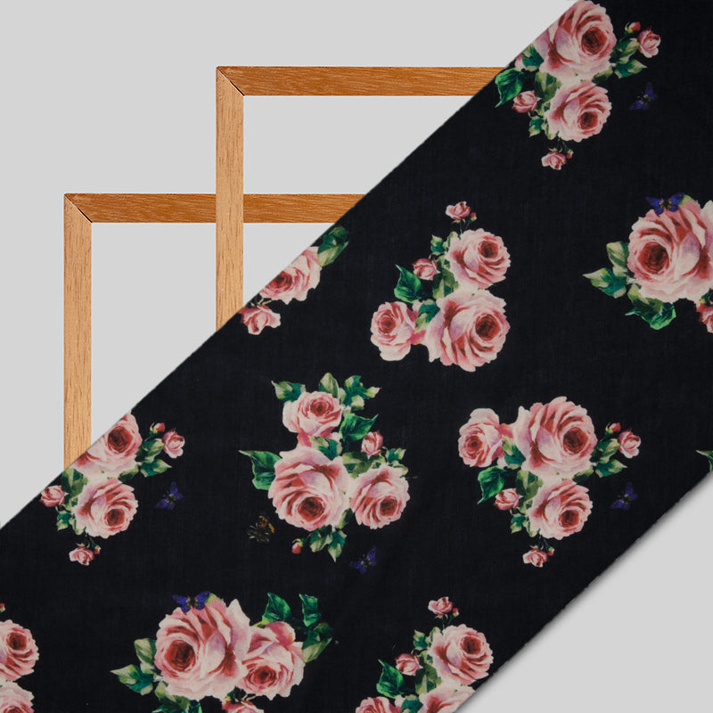 Pink Floral Digital Print Rayon Fabric - Fabcurate