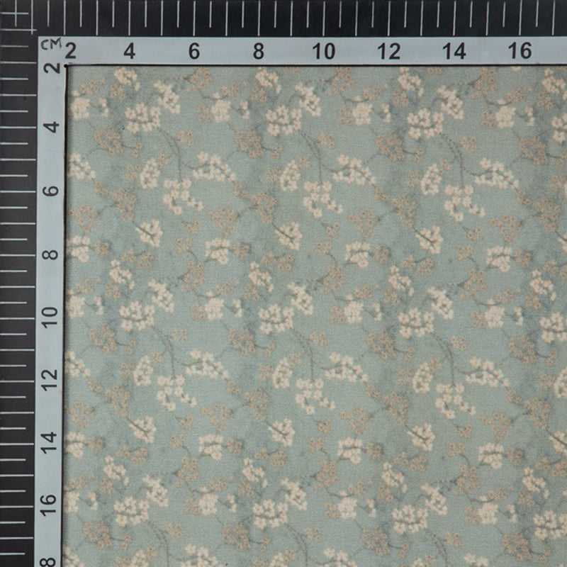 Light Grey Floral Digital Print Rayon Fabric - Fabcurate