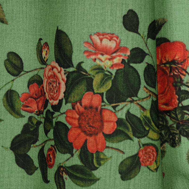 Pastel Green Mugal Floral Digital Print Rayon Fabric