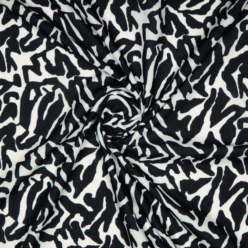 Black Animal Digital Print Rayon Fabric