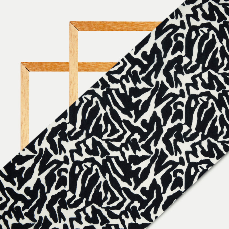 Black Animal Digital Print Rayon Fabric