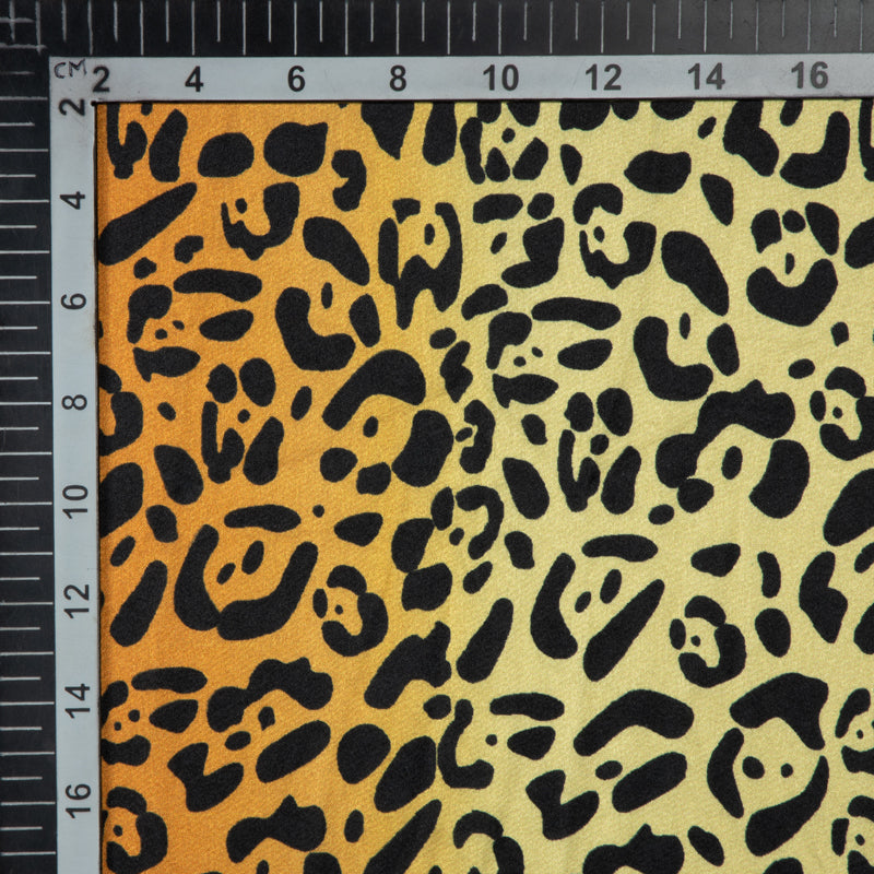 Light Brown And Black Animal Digital Print Japan Satin Fabric - Fabcurate