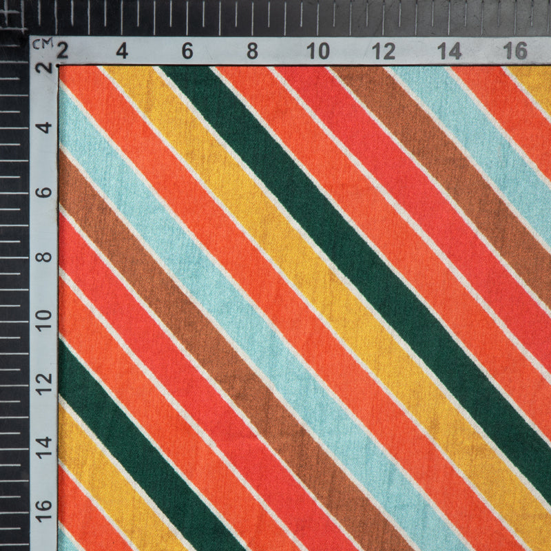 Multicolor Stripes Digital Print Japan Satin Fabric - Fabcurate