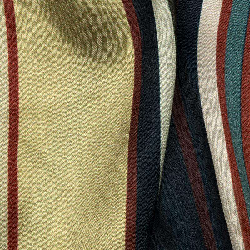 Brown Stripes Digital Print Japan Satin Fabric - Fabcurate