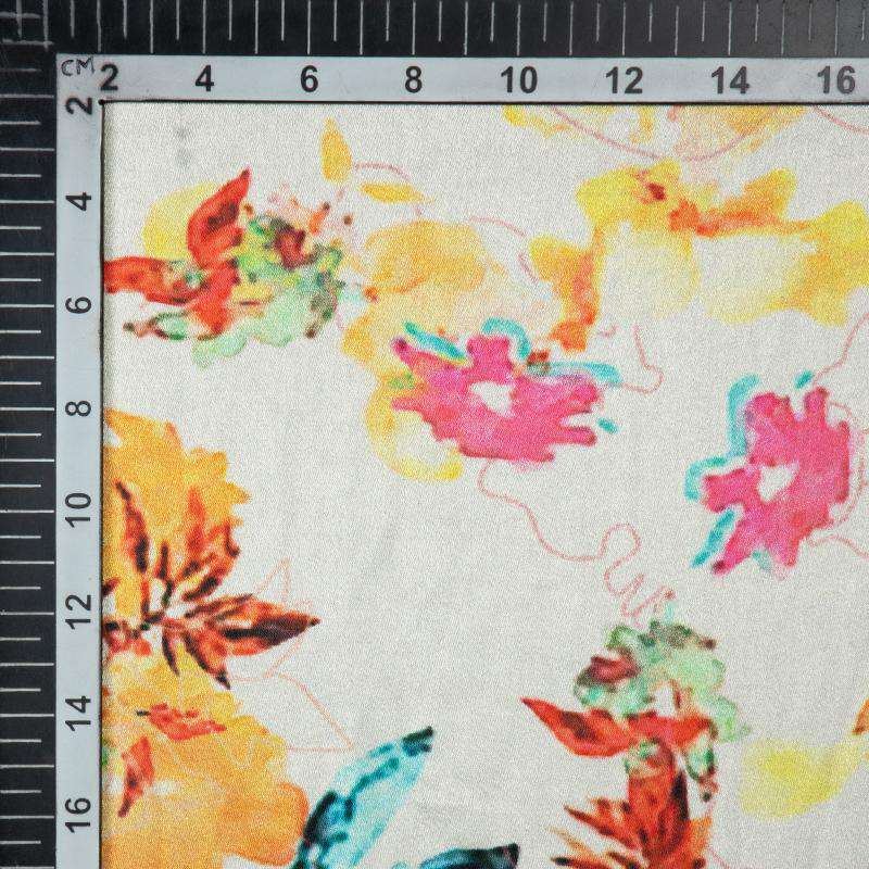 Multicolor Abstract Digital Print Japan Satin Fabric - Fabcurate
