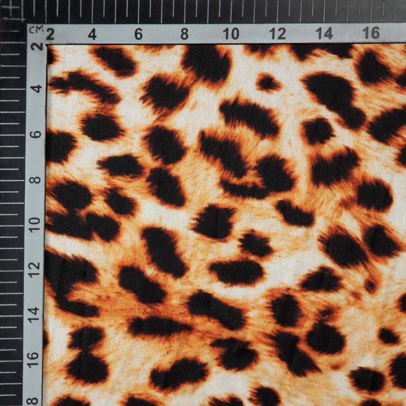 Brown Animal Digital Print Japan Satin Fabric - Fabcurate