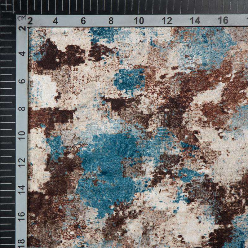 Brown Abstract Digital Print Japan Satin Fabric - Fabcurate