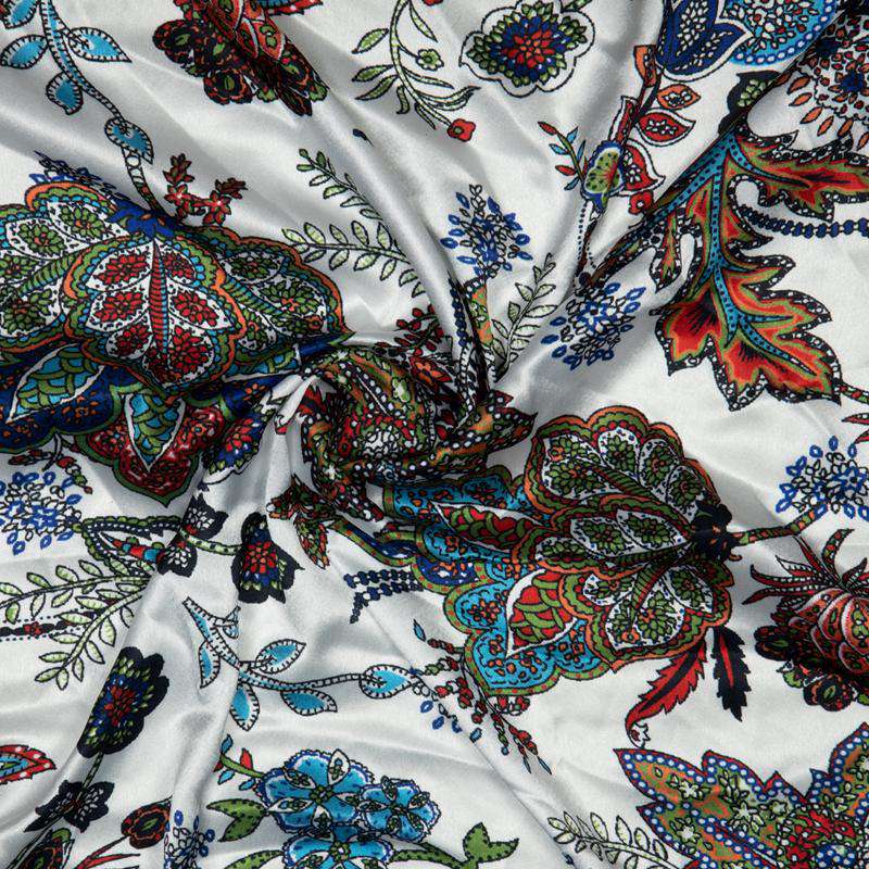 Multicolor Ethnic Digital Print Japan Satin Fabric - Fabcurate