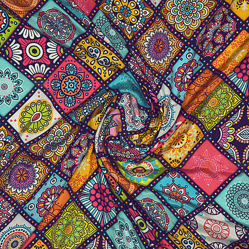 Multicolor Gamthee Digital Print Crepe Silk Fabric
