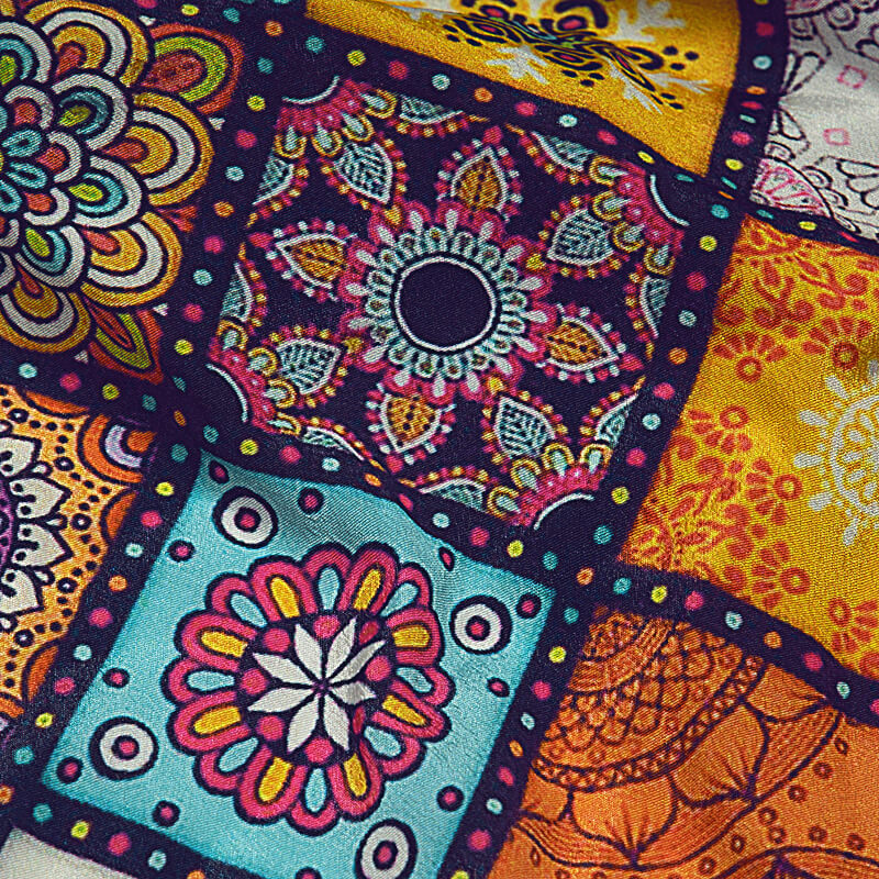 Multicolor Gamthi Digital Print Crepe Silk Fabric