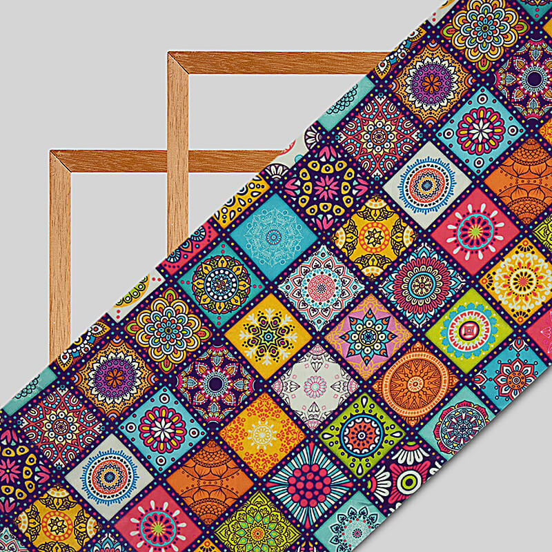 Multicolor Gamthee Digital Print Crepe Silk Fabric