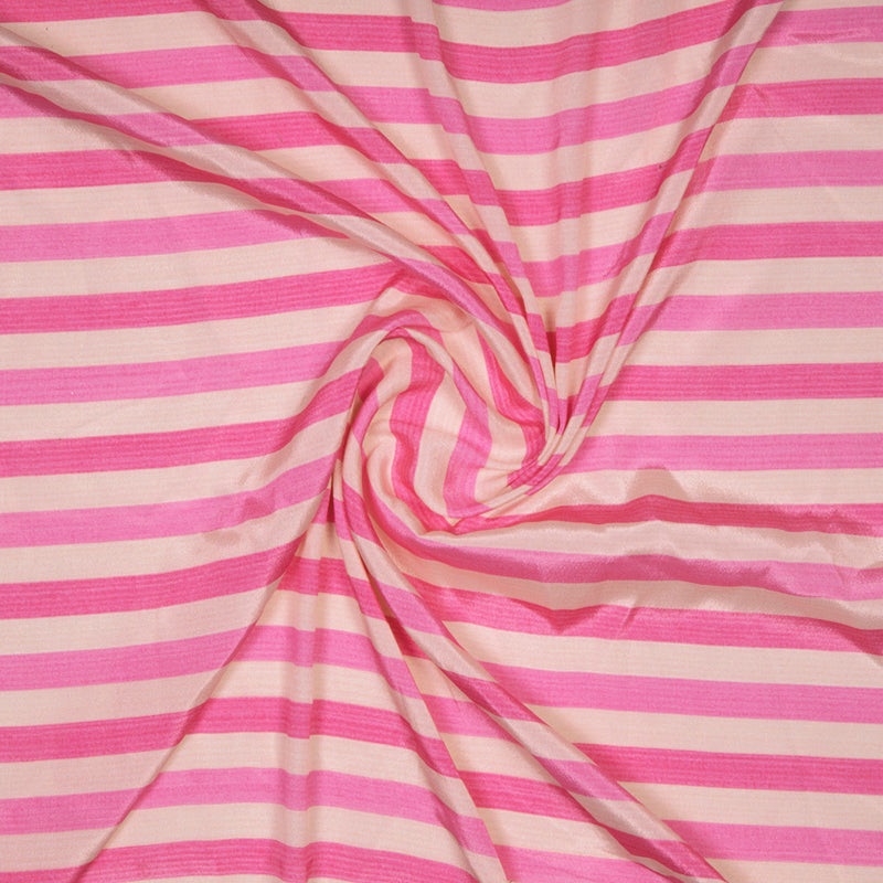 Pink Stripes Patten Digital Print Crepe Silk Fabric