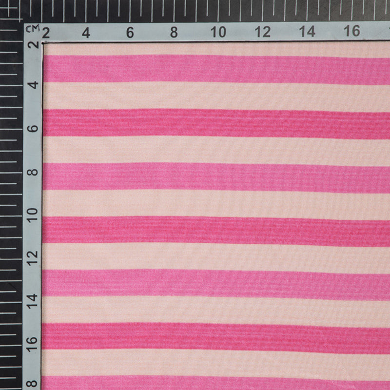 Pink Stripes Patten Digital Print Crepe Silk Fabric