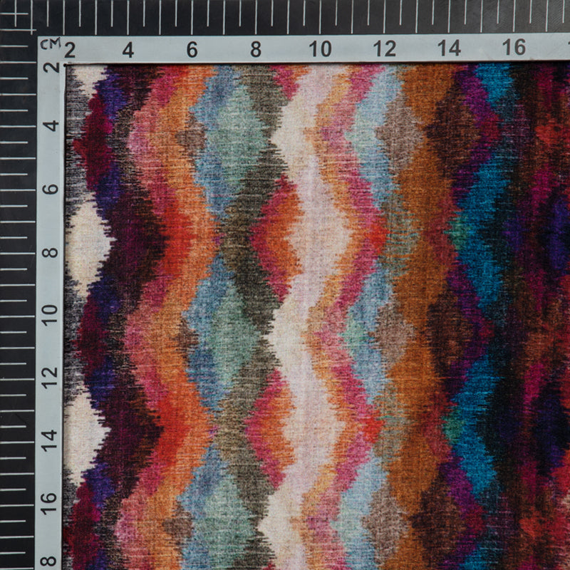 Multicolor Chevron Digital Print Crepe Silk Fabric - Fabcurate