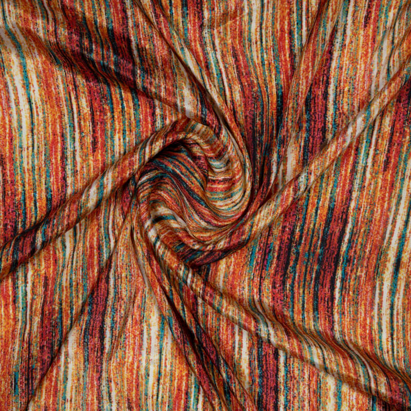 Red Abstract Digital Print Crepe Silk Fabric - Fabcurate