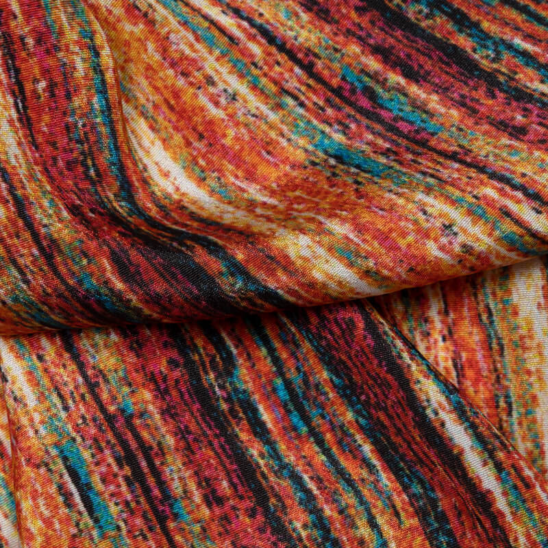 Red Abstract Digital Print Crepe Silk Fabric - Fabcurate