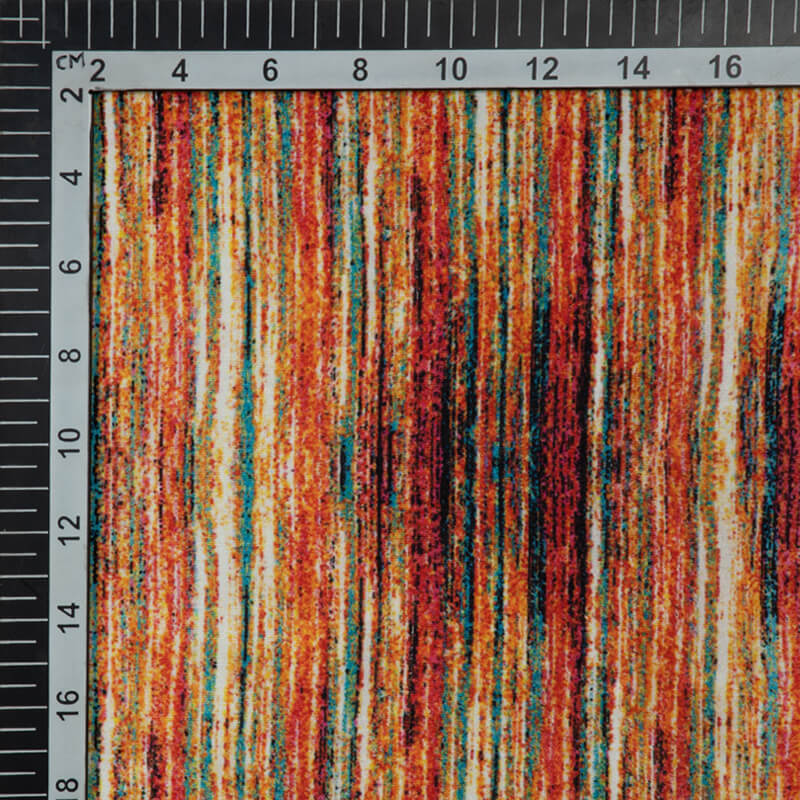 Red Abstract Digital Print Crepe Silk Fabric - Fabcurate