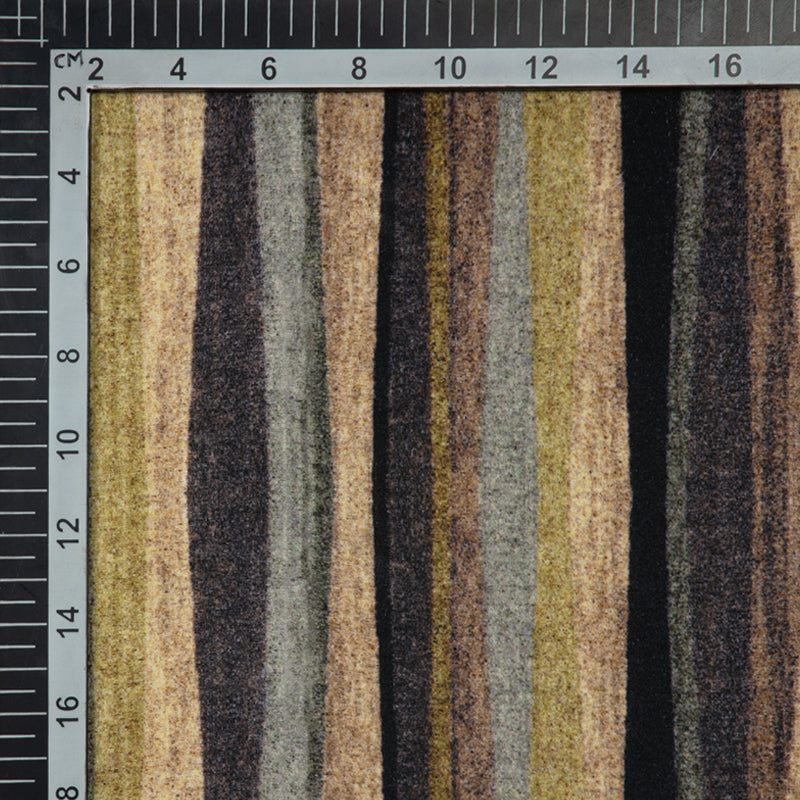 Beige And Black Texture Pattern Digital Print Crepe Silk Fabric