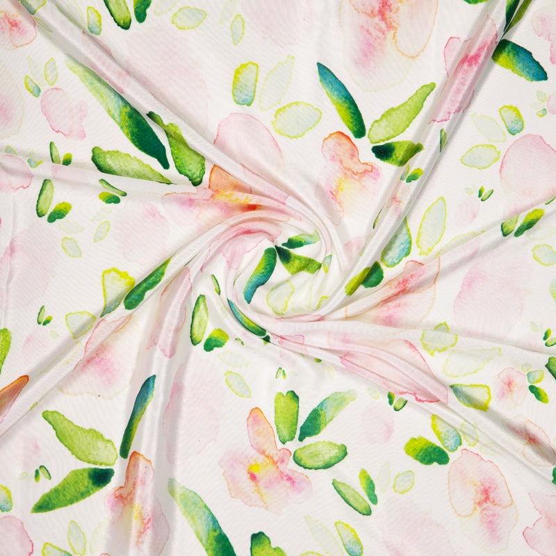 Baby Pink Floral Patten Digital Print Crepe Silk Fabric
