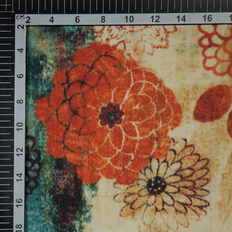 Red Floral Digital Print Gerogette Satin Fabric - Fabcurate