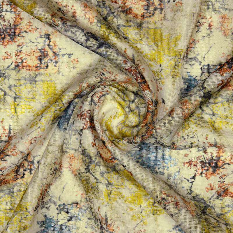 Multicolor Floral Pattern Digital Print Kota Doria Fabric - Fabcurate