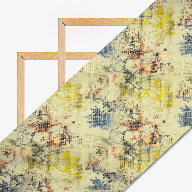 Multicolor Floral Pattern Digital Print Kota Doria Fabric - Fabcurate