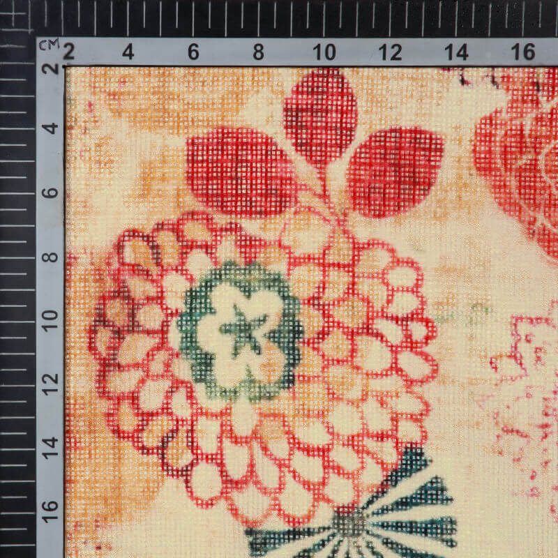 Multicolor Floral Pattern Digital Print Kota Doria Fabric - Fabcurate