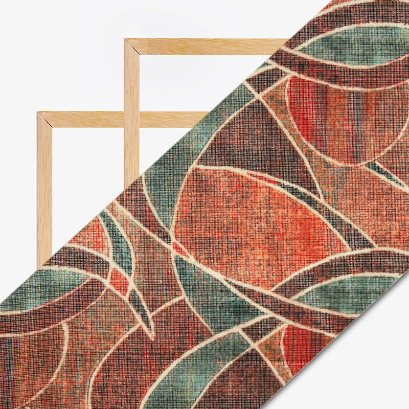 Dark Brown Geometric Pattern Digital Print Kota Doria Fabric - Fabcurate