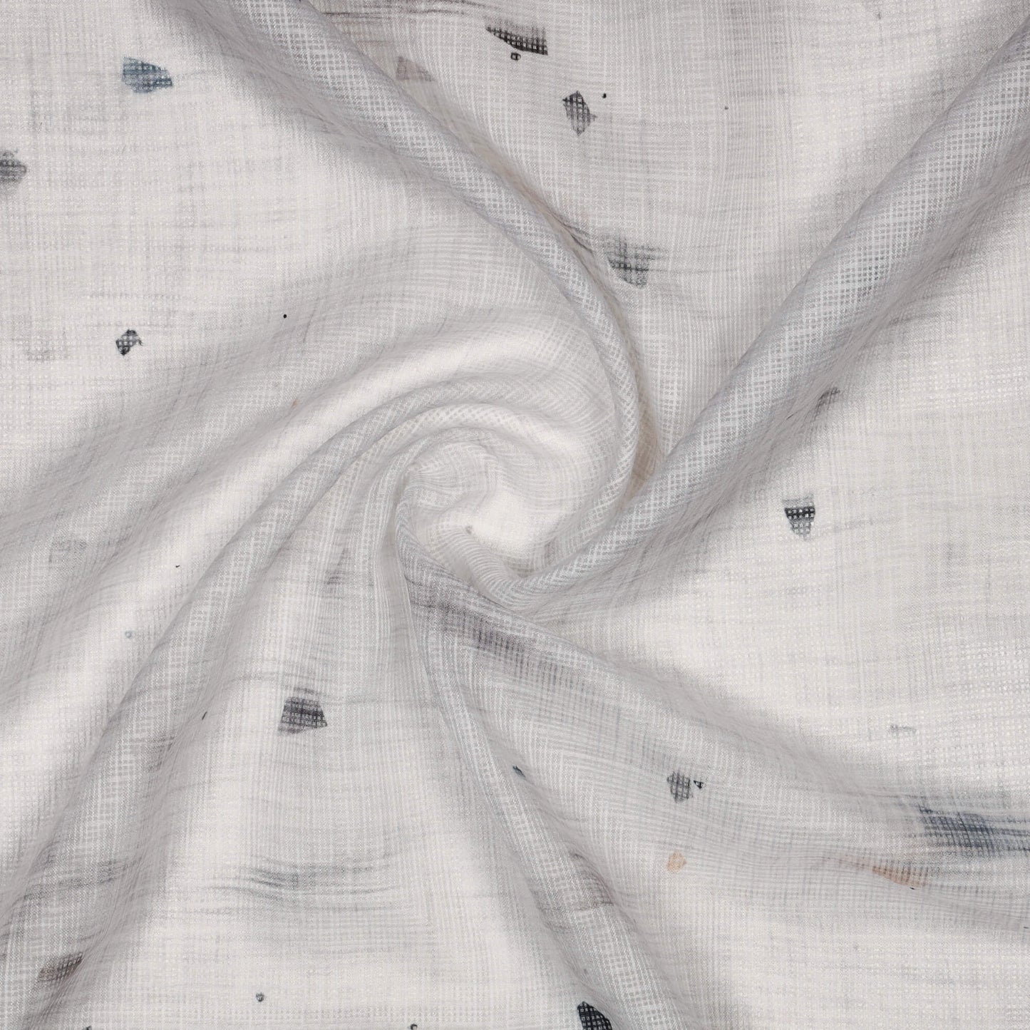 Whtie Abstract Pattern Digital Print Kota Doria Fabric