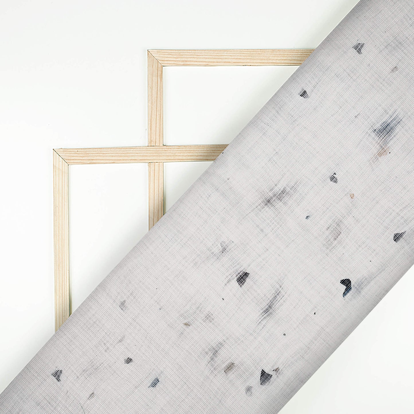 Whtie Abstract Pattern Digital Print Kota Doria Fabric