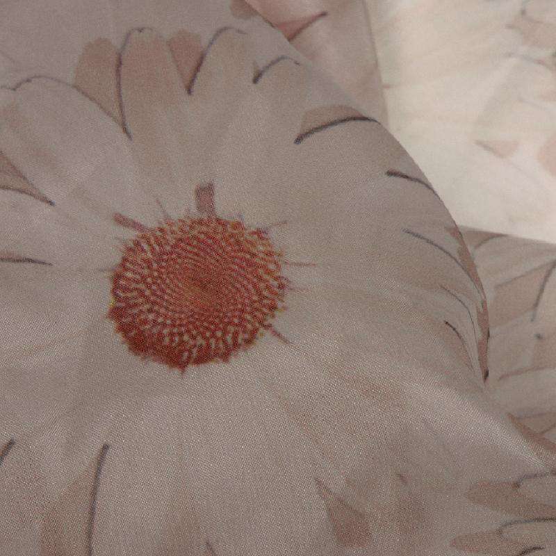 Off White Floral Digital Print Premium Organza Fabric - Fabcurate