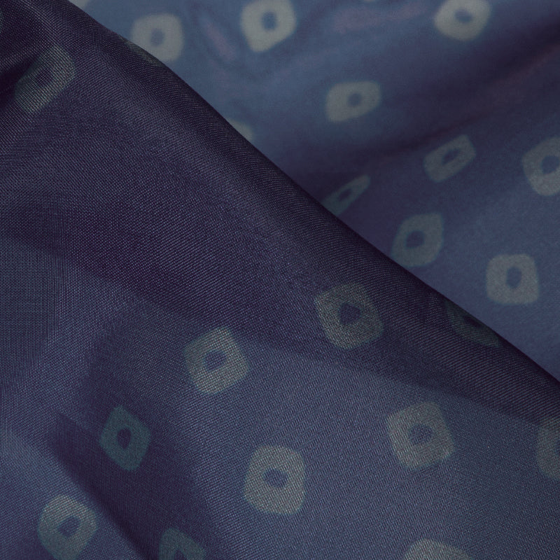 Royal Blue Bandhanii Pattern Digital Print Organza Satin Fabric