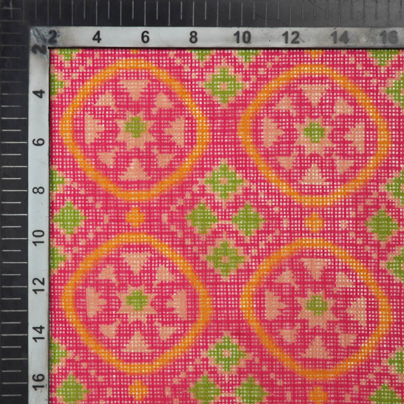 Rani Patola Pattern Digital Print Kota Doria Fabric - Fabcurate