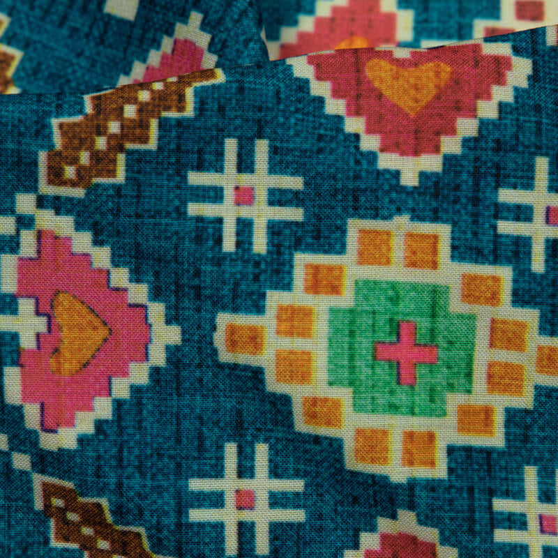 Blue Jay Patola Pattern Digital Print Muslin Fabric