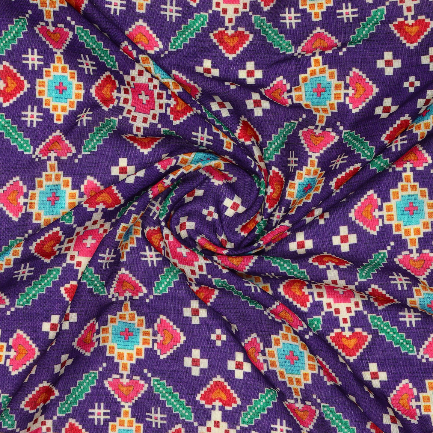 Purple Patolaa Pattern Digital Print Rayon Fabric