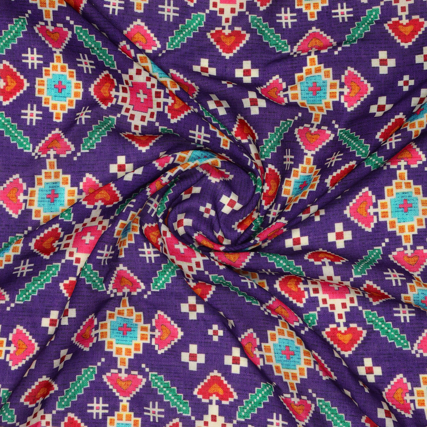 Purple Patola Pattern Digital Print Rayon Fabric