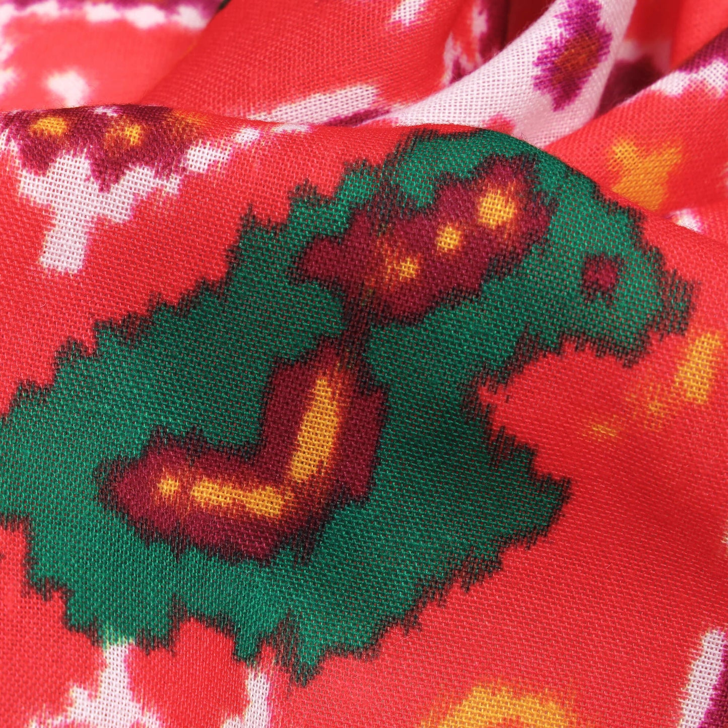 Red Patolaa Pattern Digital Print Rayon Fabric