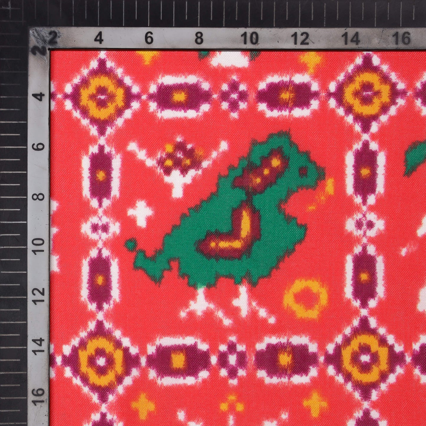 Red Patolaa Pattern Digital Print Rayon Fabric