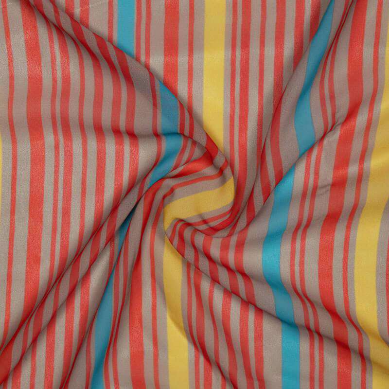 Red Stripes Pattern Digital Print Muslin Fabric - Fabcurate