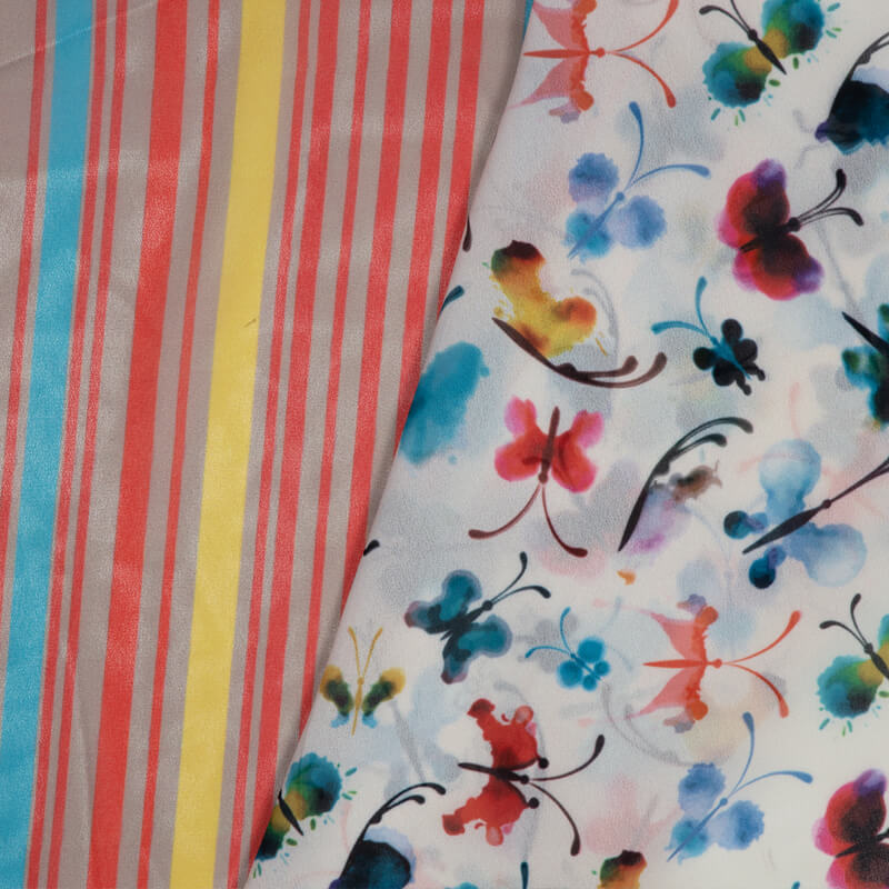 Red Stripes Pattern Digital Print Muslin Fabric - Fabcurate